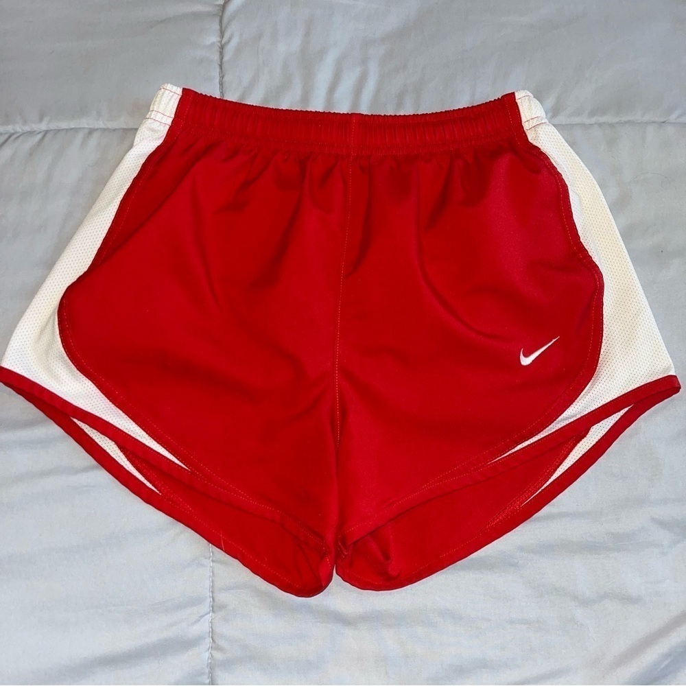 NIKE red & white tempo Dri Fit shorts, adult size XS, lined